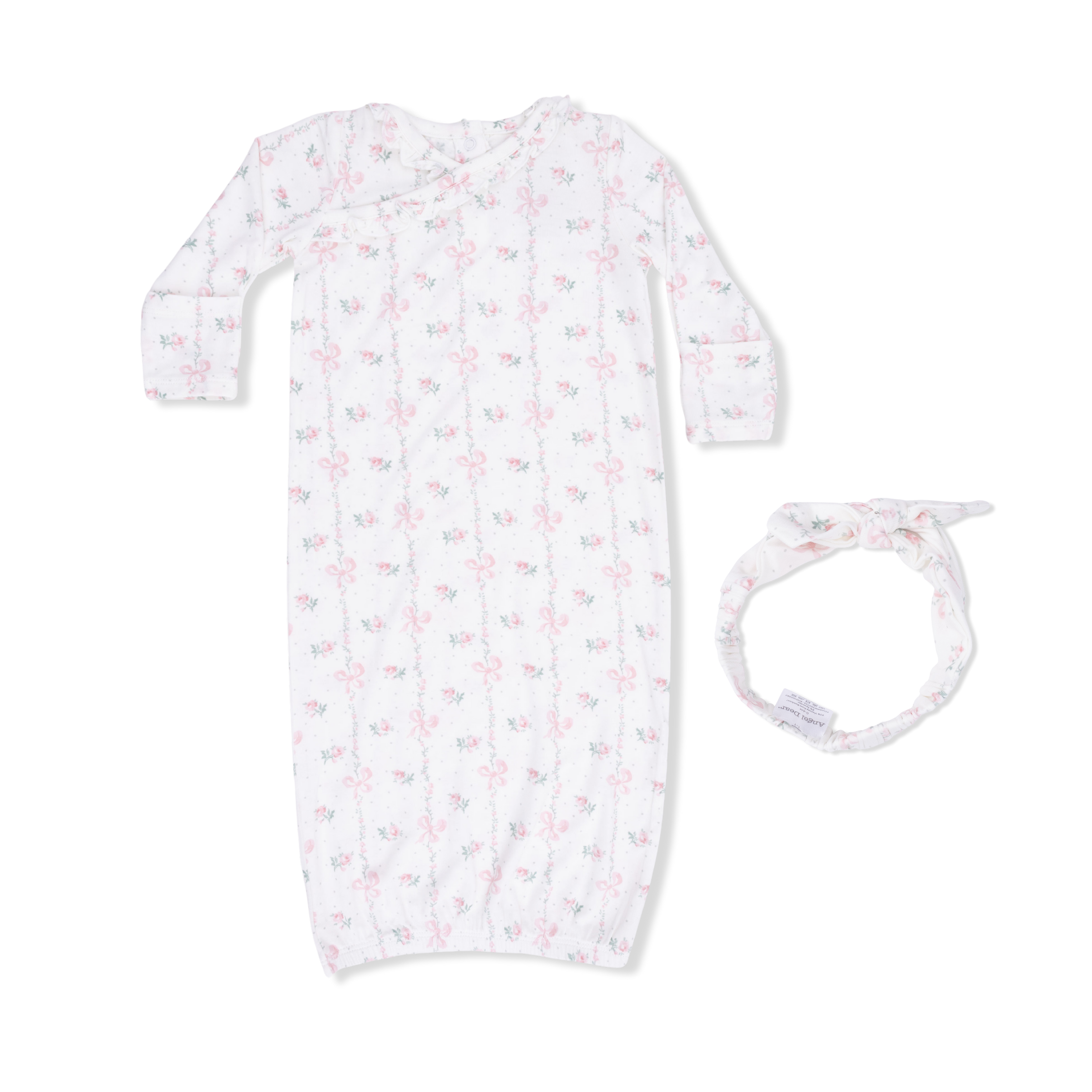 Dainty Buds and Bows - Kimono Gown & Knot Headband