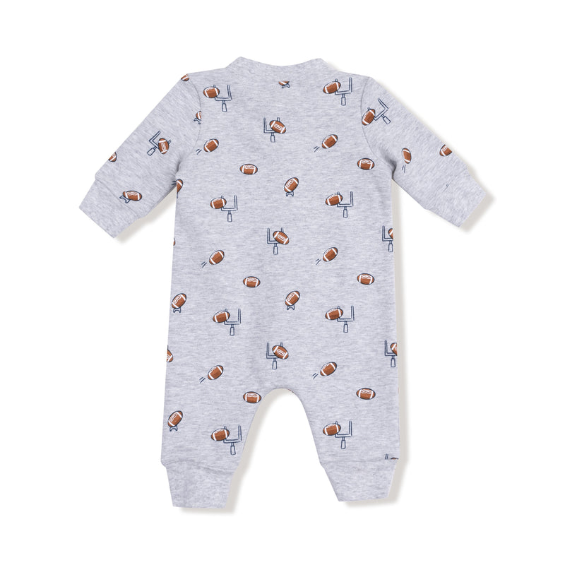 Football Field Goal - Baseball Collar Romper with Front Placket