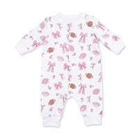 Footballs and Bows - Baseball Collar Button Up Romper
