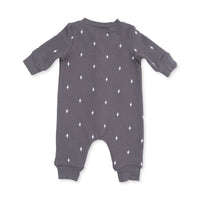Lightning Bolt French Terry - Baseball Collar Button Up Romper