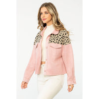 Leopard Suede Button Up Jacket