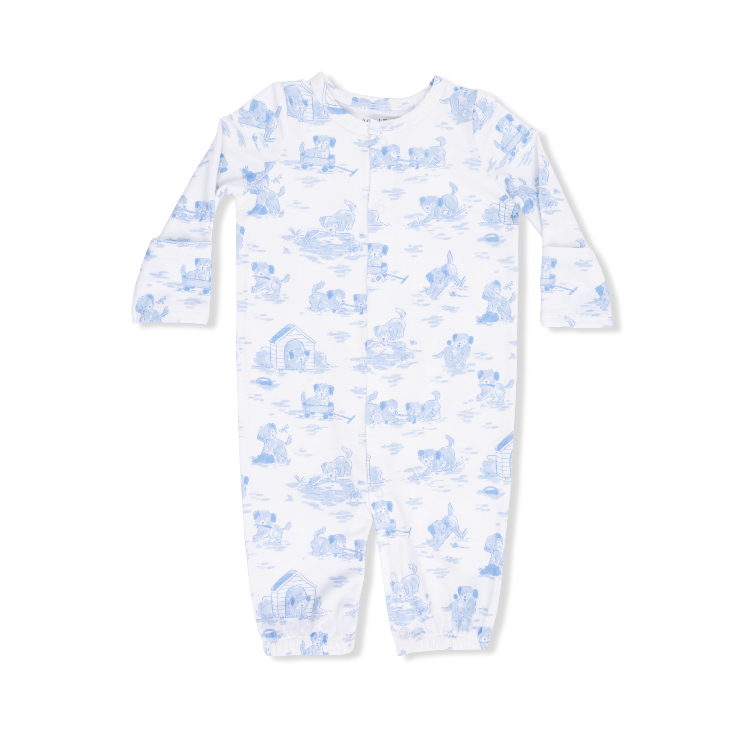 Puppy Toile Blue - Convertible Gown