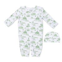 Golf Toile Green - Convertible Gown and Beanie Hat