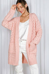 Frances-Patch Pocket Textured Crochet Knitted Cardigan