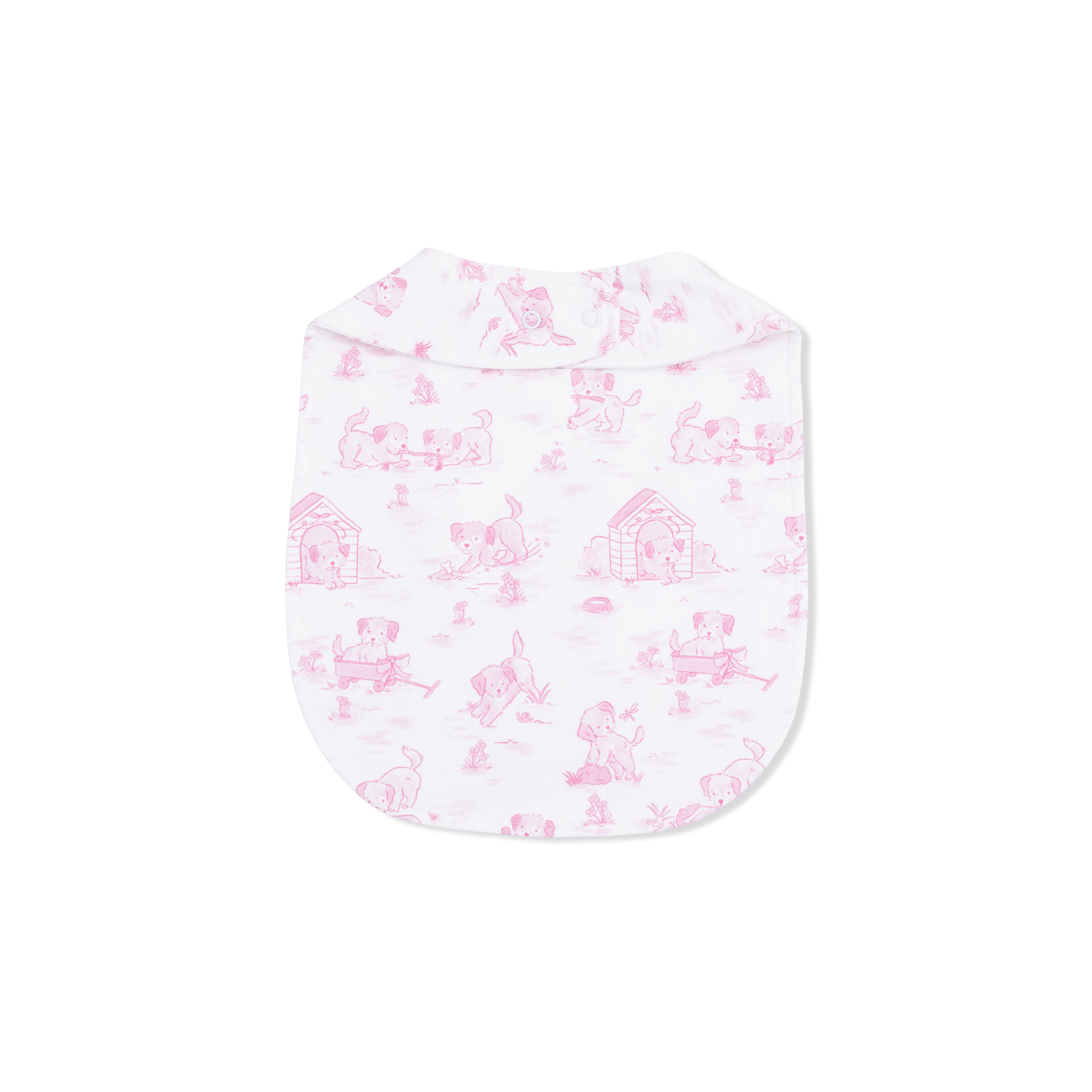 Puppy Toile Pink - Feeding Bib