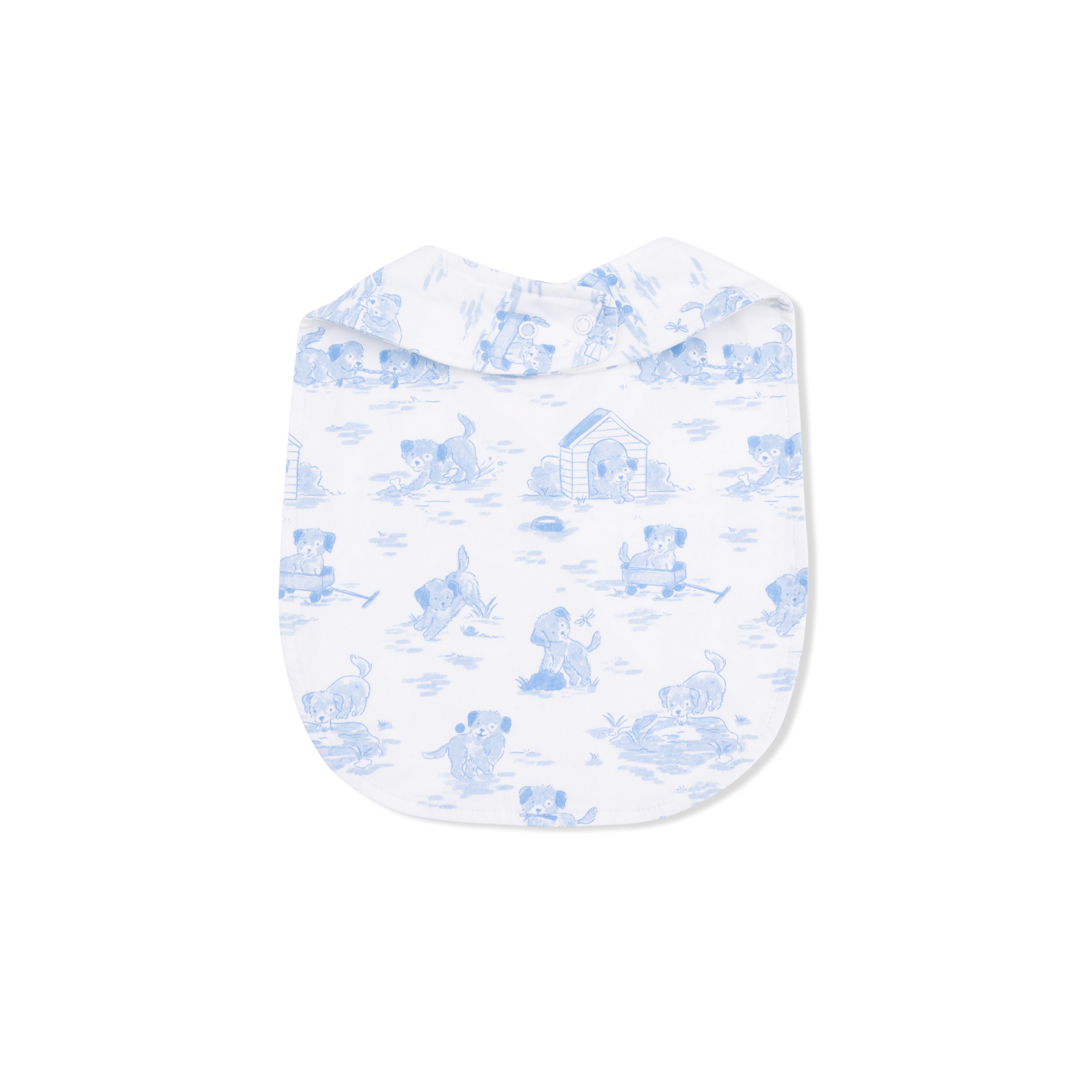 Puppy Toile Blue - Feeding Bib