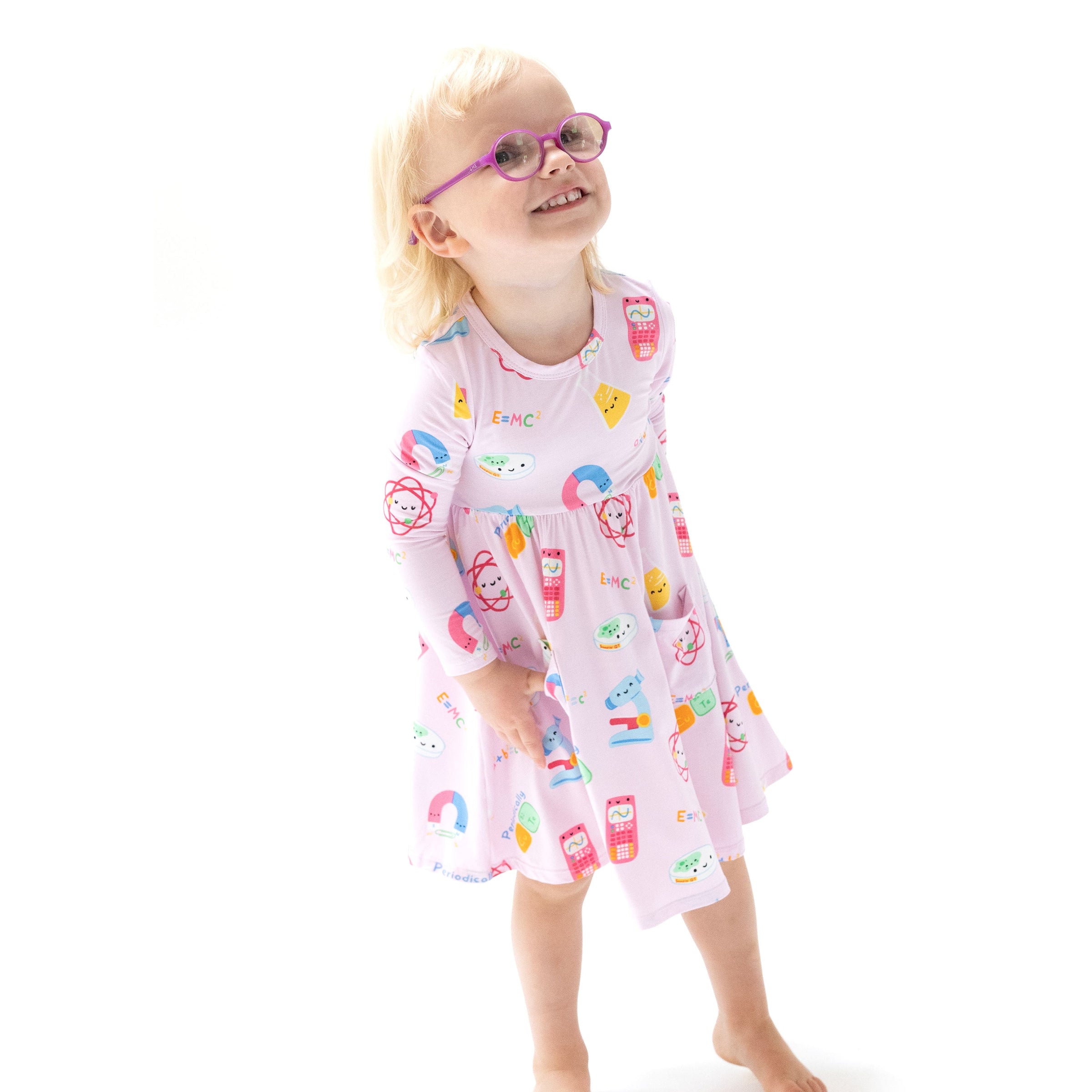 Future Scientist - Pink - Twirly Long Sleeve Dress