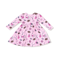Game Day - Pink - Twirly Long Sleeve Dress