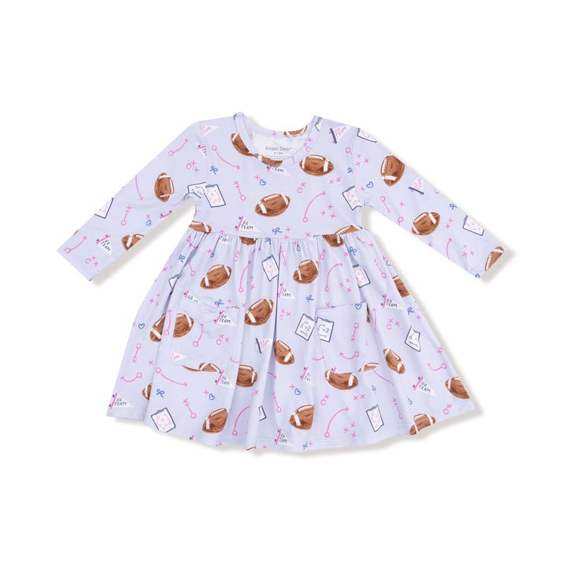 Touchdown Time - Lavender - Twirly Long Sleeve Dress