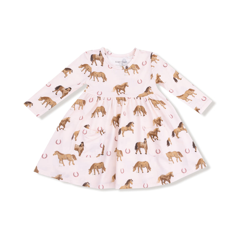 Horses - Pink - Twirly Long Sleeve Dress