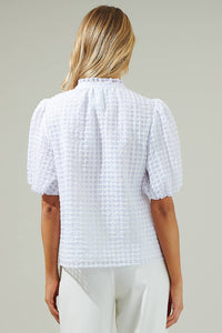 Greta Organza Check Ruffle Blouse