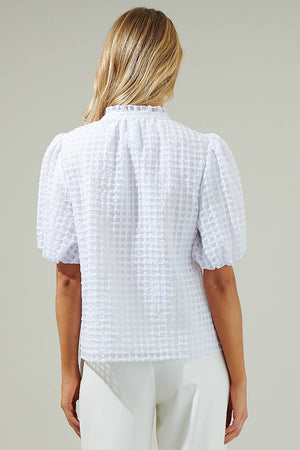 Greta Organza Check Ruffle Blouse