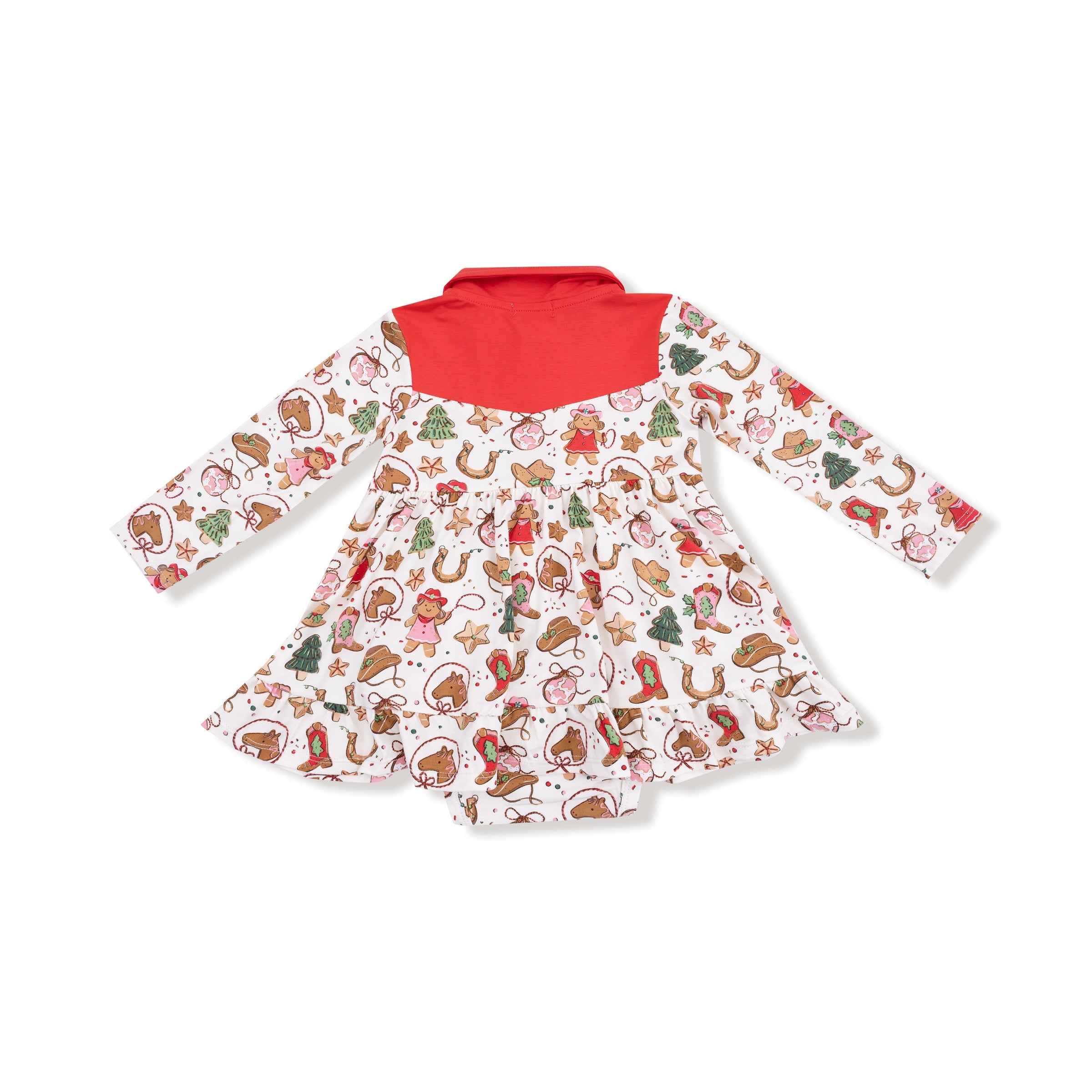 Cowgirl Christmas - Long Sleeve Cowgirl Bodysuit Dress