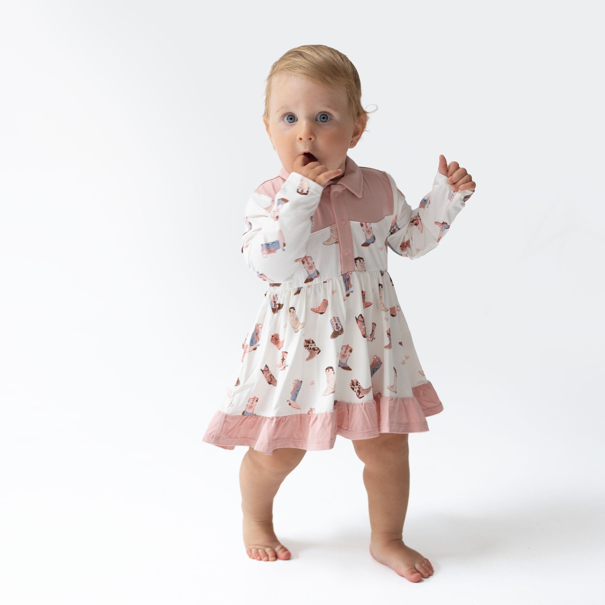 Buckarette Boots - Long Sleeve Cowboy Bodysuit Dress