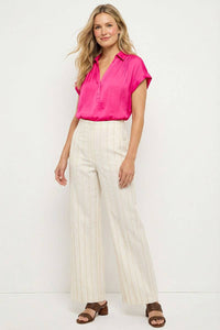 Half Placket Short Sleeve Blouse