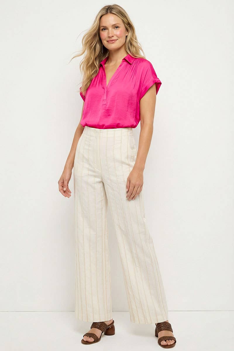 Half Placket Short Sleeve Blouse