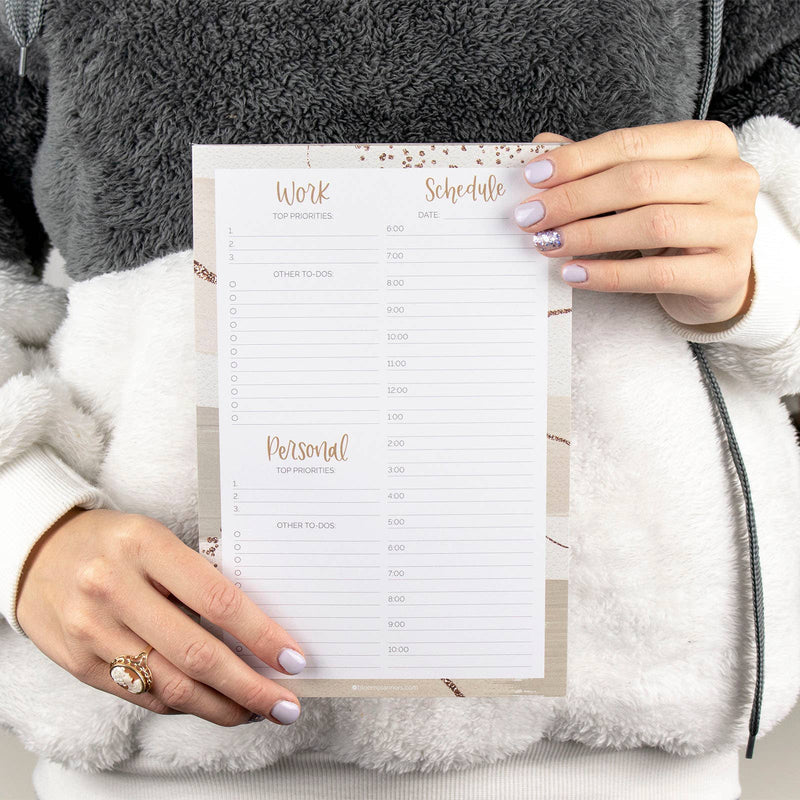 6x9 Timed Work & Personal To-Do List Pad, Brushed Beige