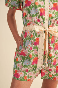 Brianna - Bubble Sleeve Floral Print Romper