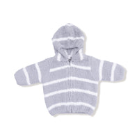 Chenille - Grey & Ivory Stripe Hooded Jacket