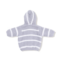 Chenille - Grey & Ivory Stripe Hooded Jacket