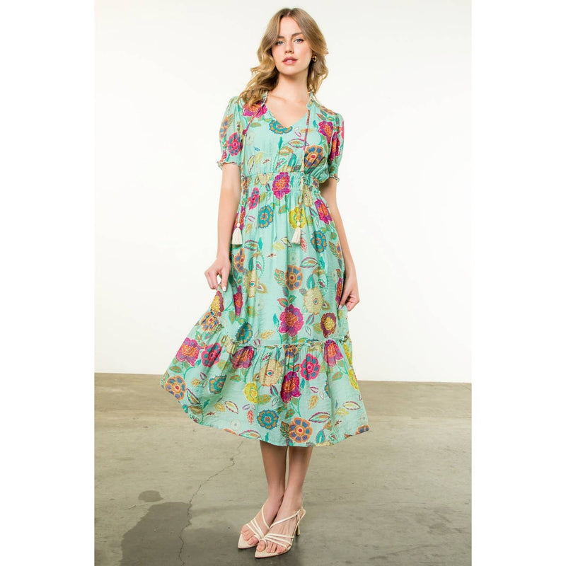Maurice- Short Sleeve Floral Maxi Dress