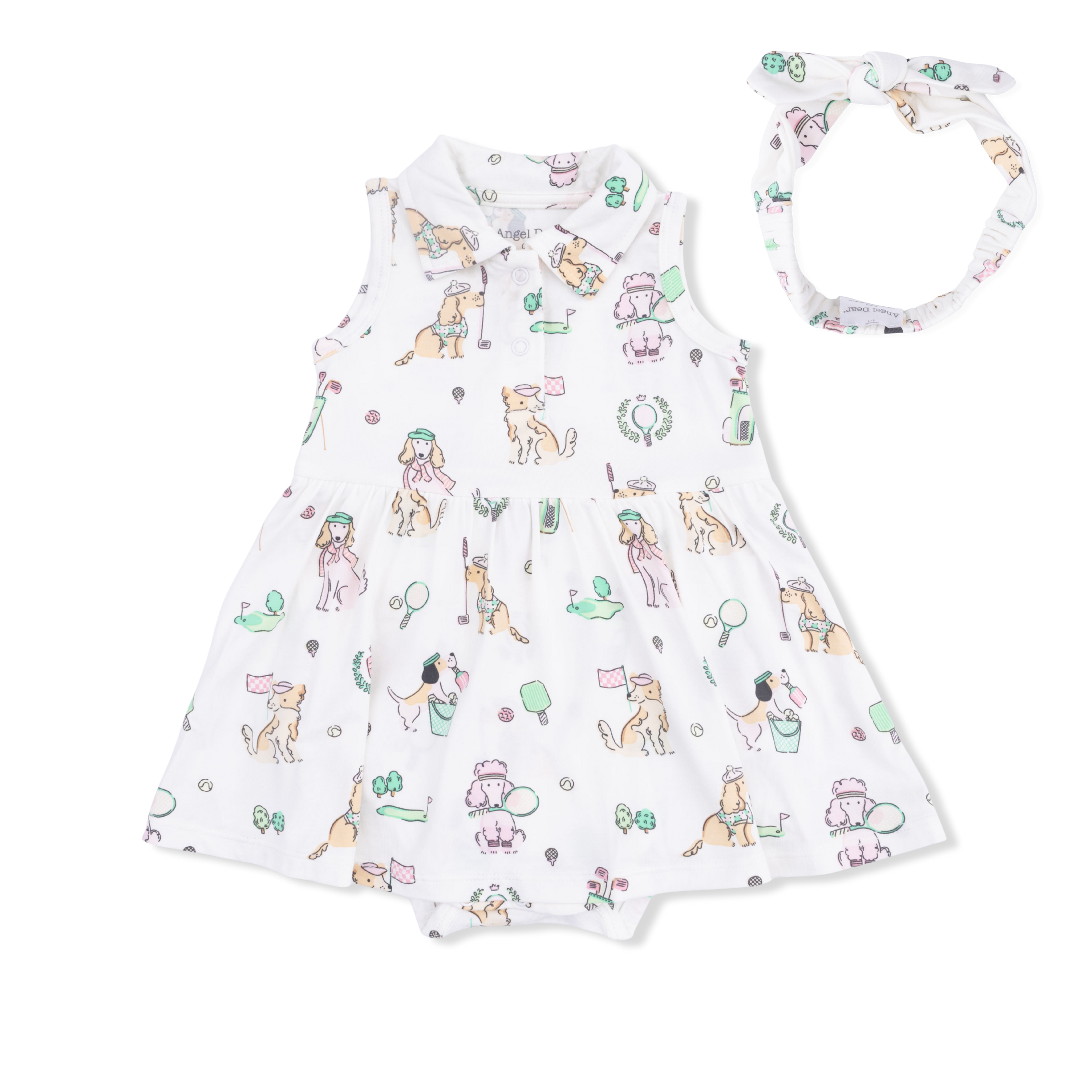 Country Club Dogs Pink - Polo Tennis Dress & Headband