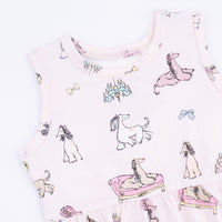 Fancy Hounds with Bows - Peplum Tank Top and Bike Short