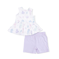 Floral Sea Creatures - Peplum Tank Top and Bike Short