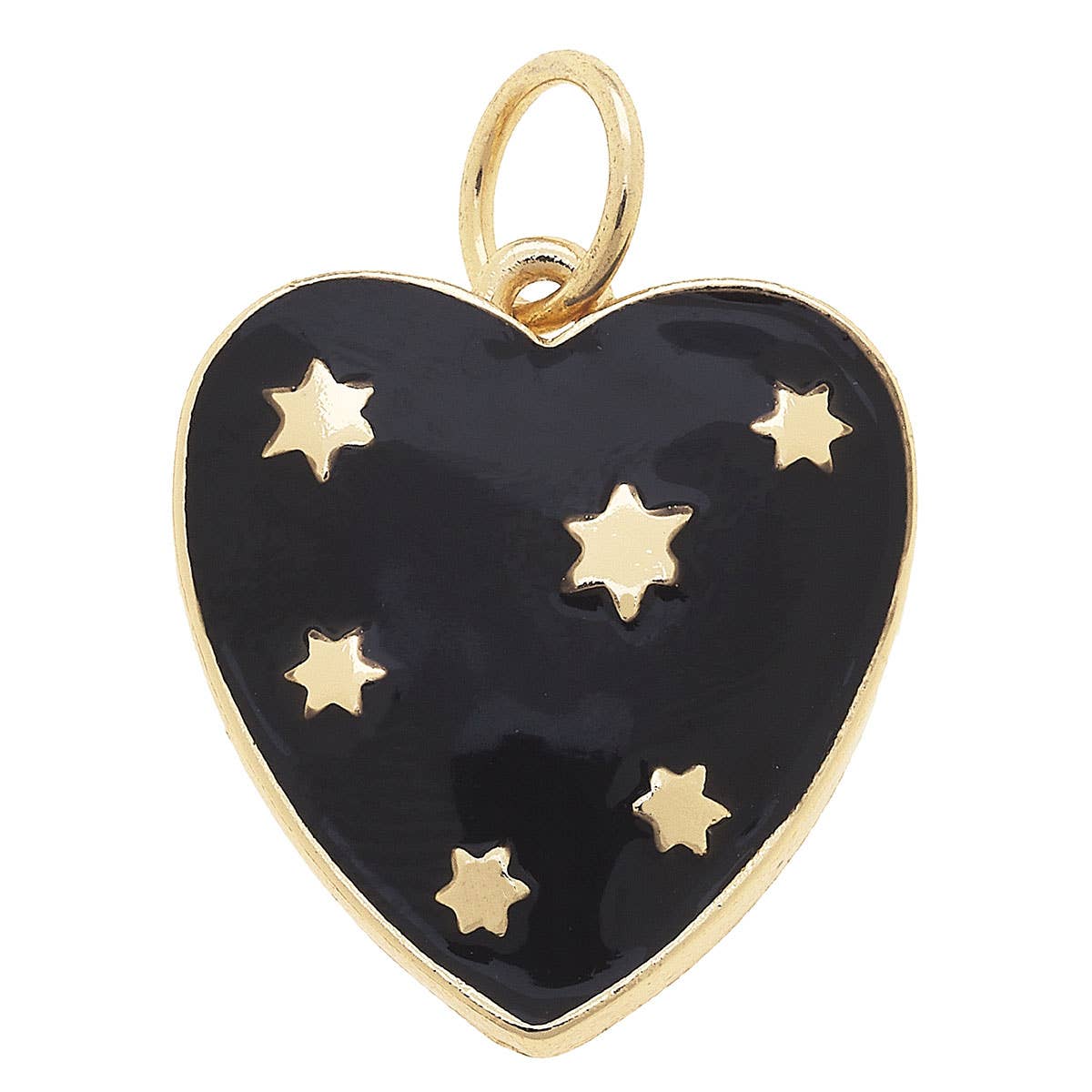 Celestial Enamel Heart Charm in Black