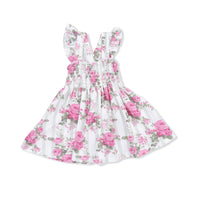Cabbage Rose Stripe - Smocked Top with Bloomer