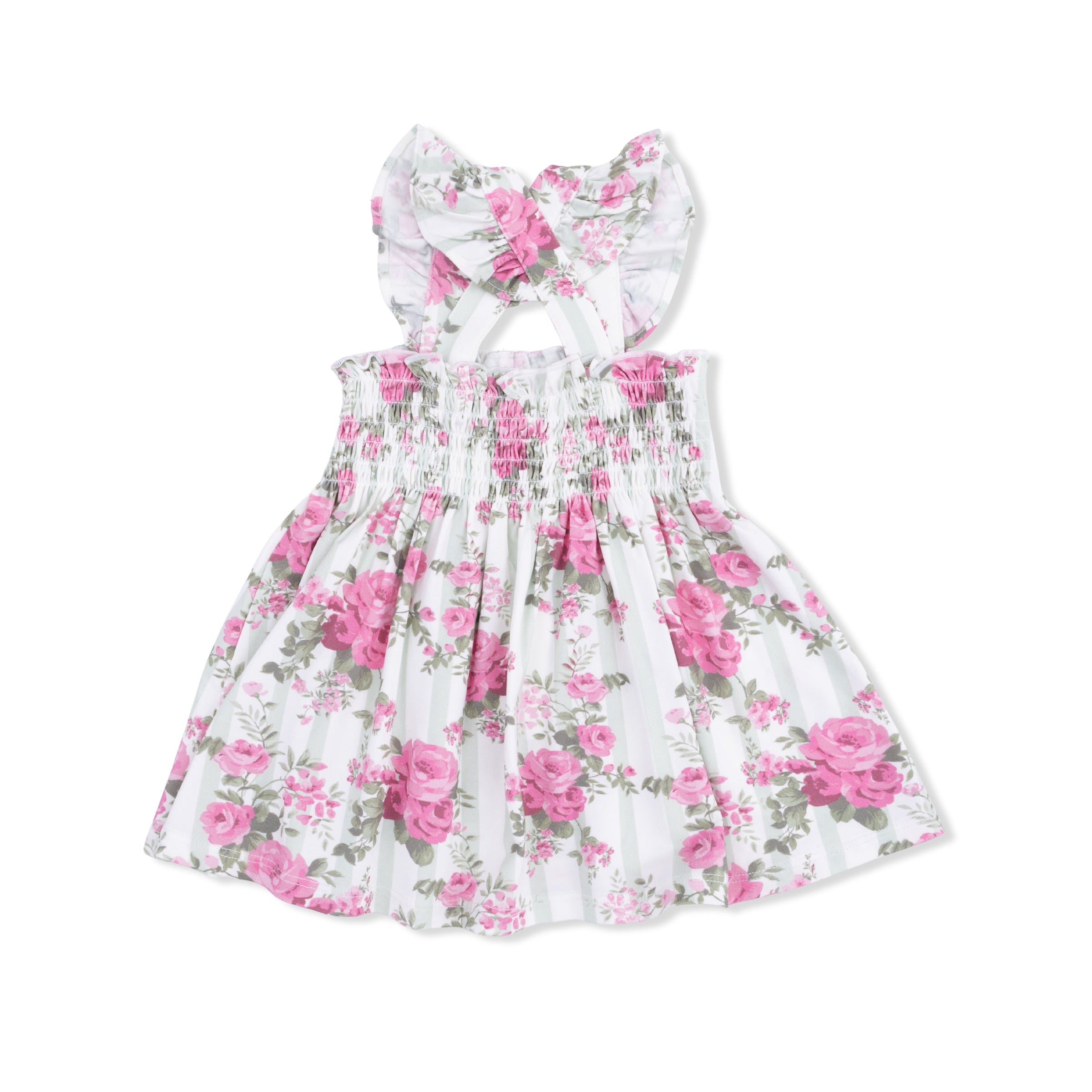 Cabbage Rose Stripe - Smocked Top with Bloomer