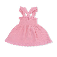 Solid Muslin Poignant Pink - Smocked Top with Bloomer