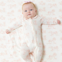 Farm Toile - Pink - Peter Pan 2 Way Zipper Footie