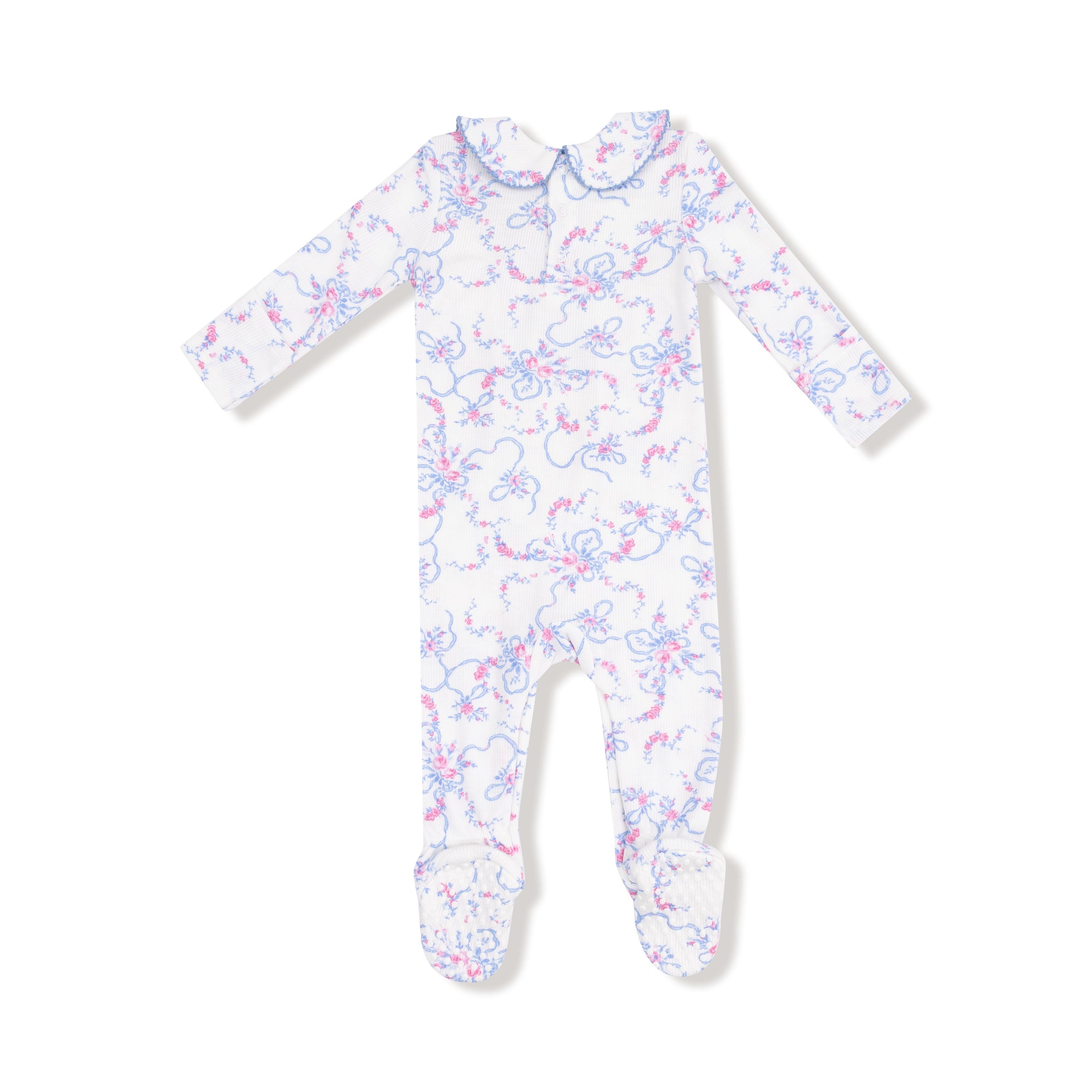 Ribbon Floral Fling - Smocked Peter Pan Snap Footie