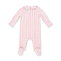 Antoinette Stripe - Smocked Peter Pan Snap Footie