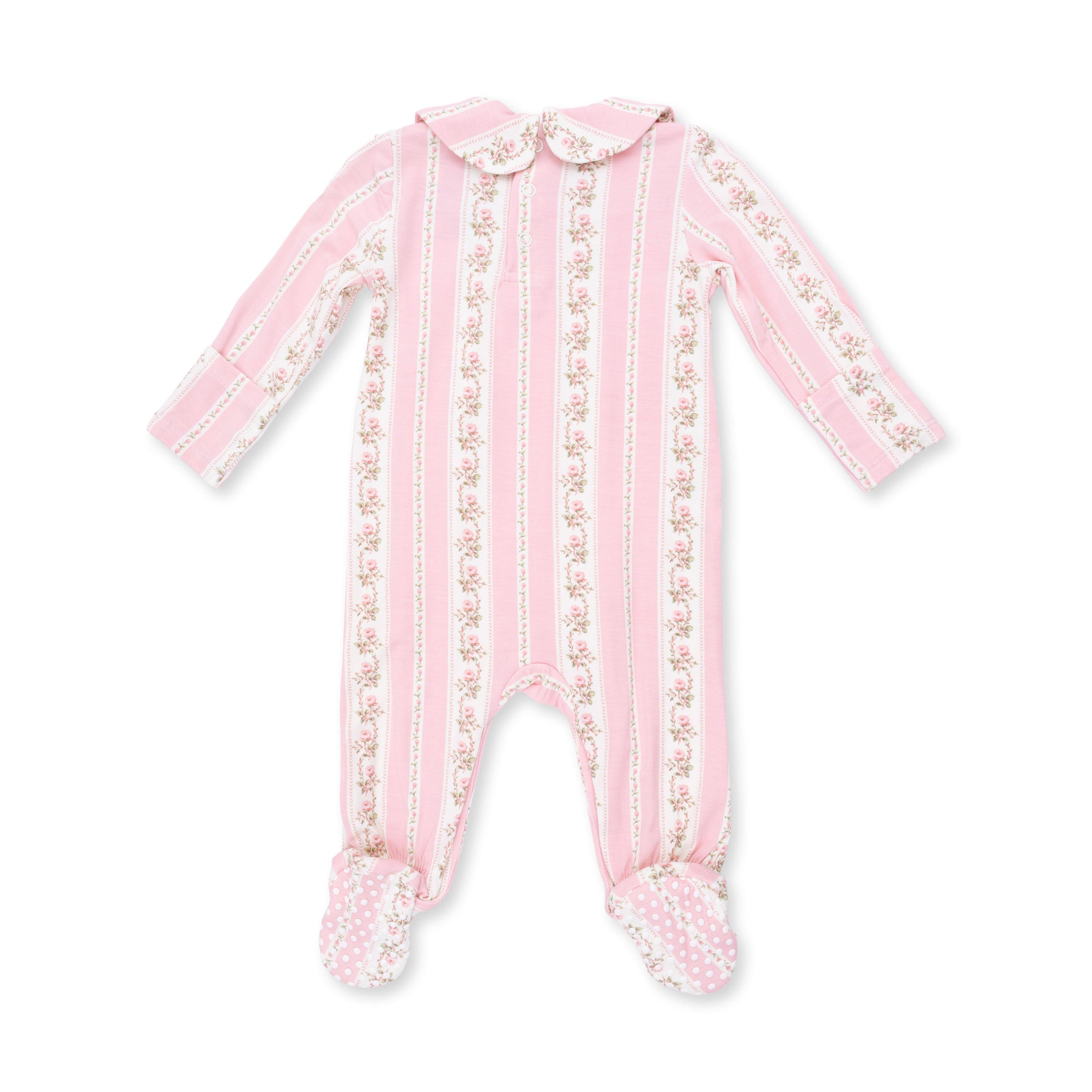 Antoinette Stripe - Smocked Peter Pan Snap Footie