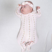 Antoinette Stripe - Smocked Peter Pan Snap Footie
