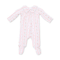 Marnie Rosebud Stripe - Smocked Peter Pan Snap Footie