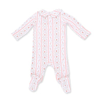 Marnie Rosebud Stripe - Smocked Peter Pan Snap Footie