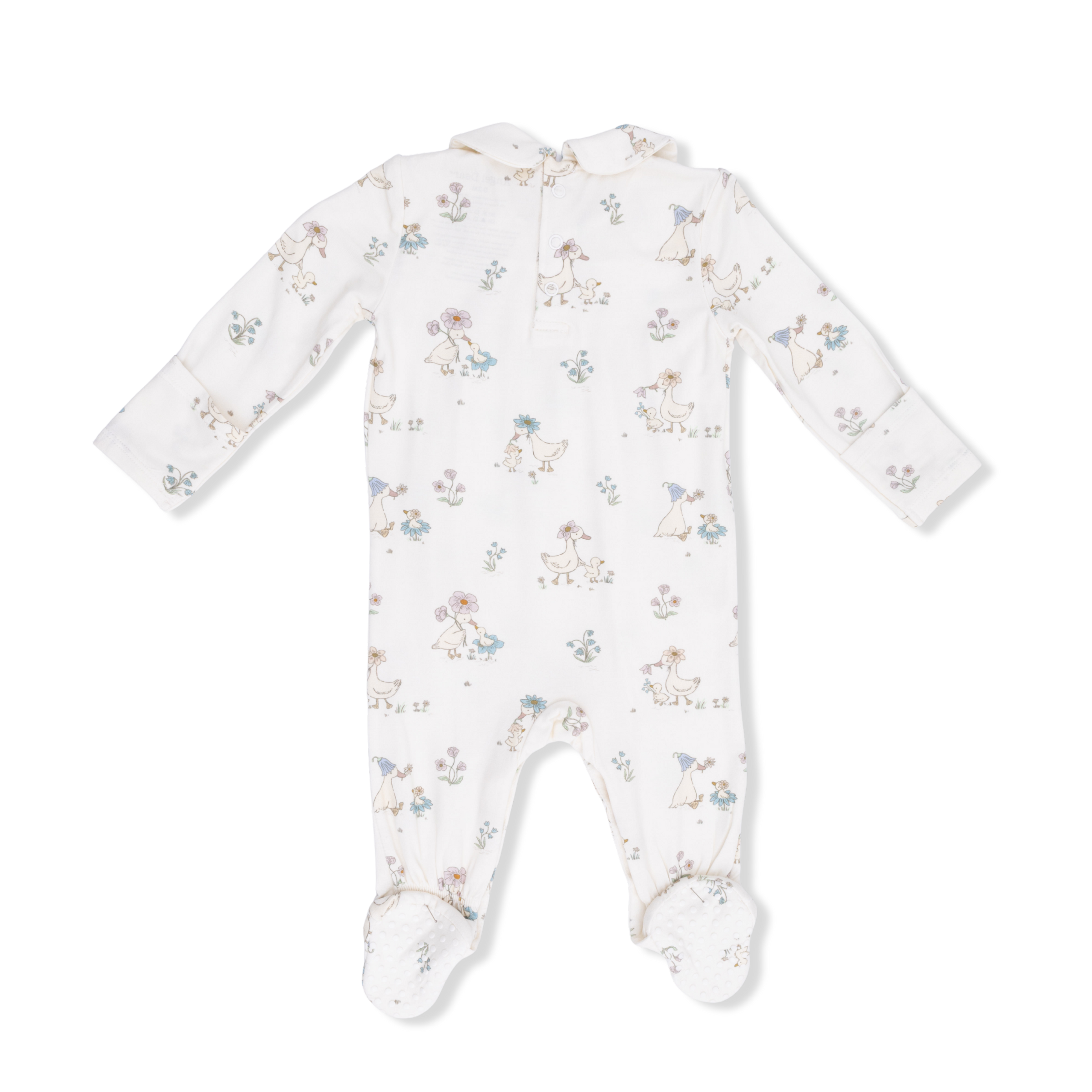 Flower Ducklings - Smocked Peter Pan Snap Footie