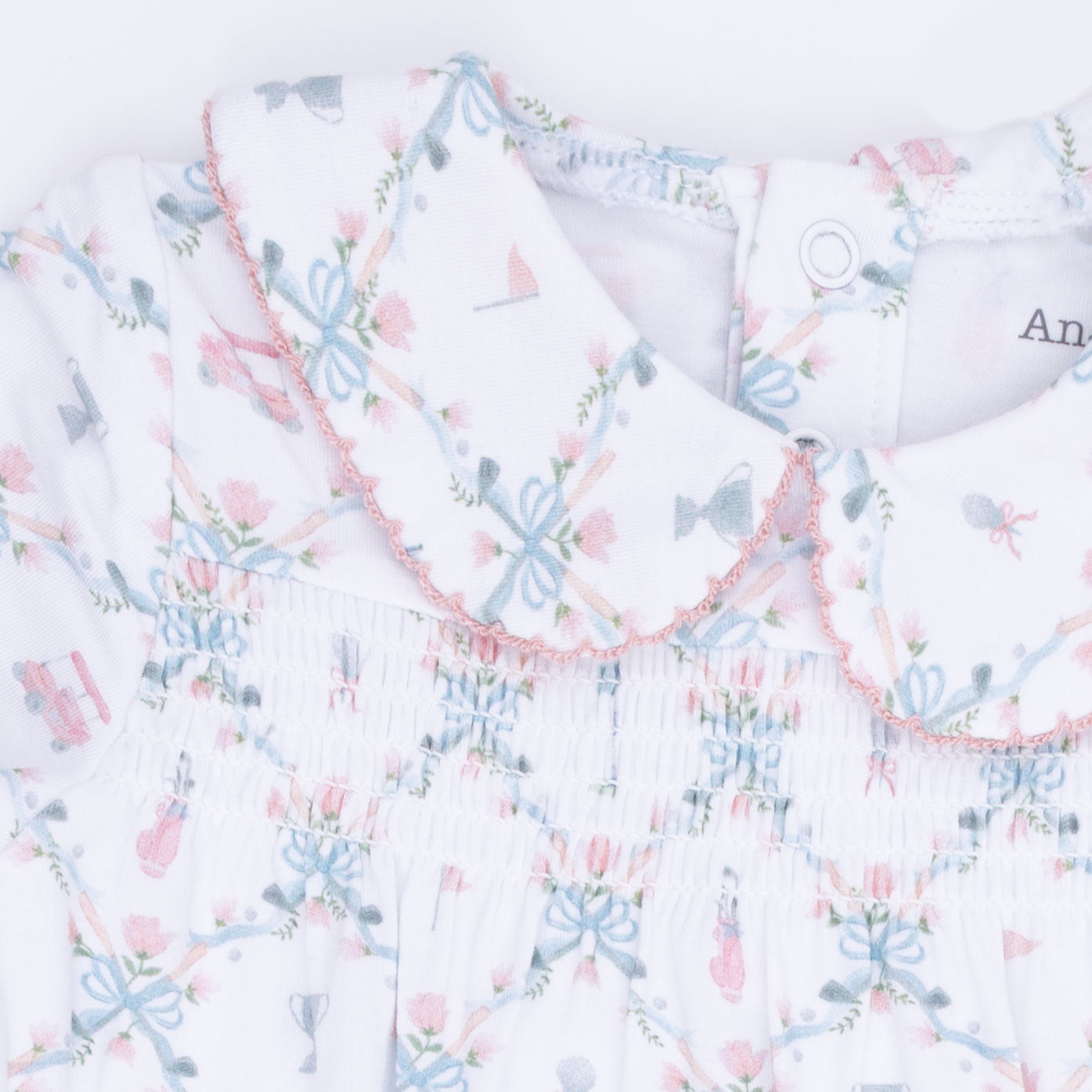 Golf Trellis Pink - Smocked Peter Pan Snap Footie
