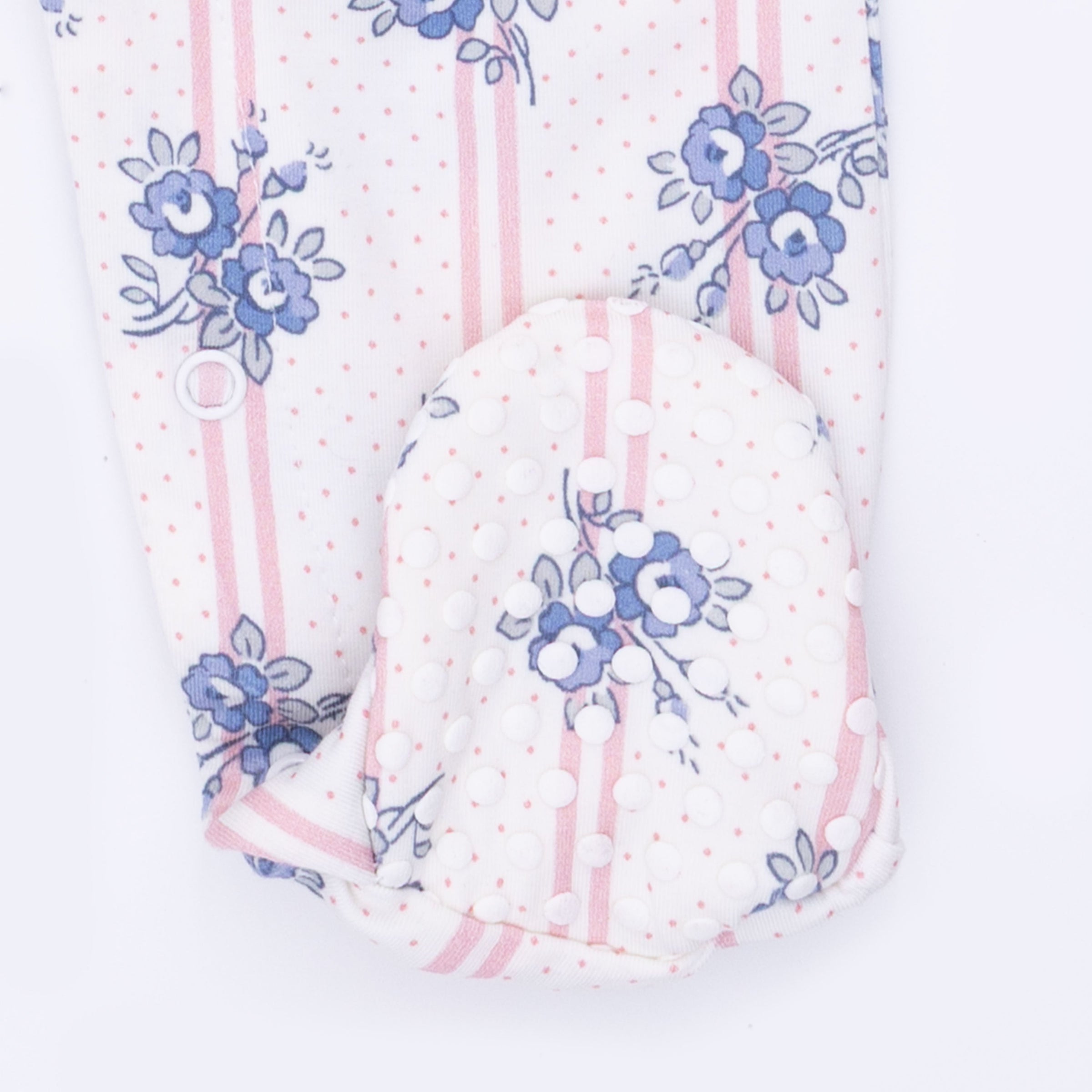 Stripe Dot Roses - Smocked Peter Pan Snap Footie