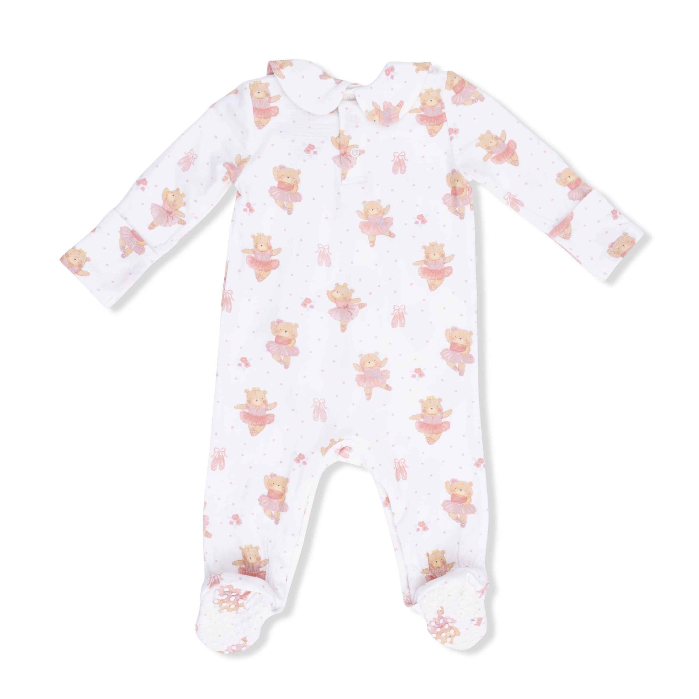 Teddy Bear Ballerina - Smocked Peter Pan Snap Footie