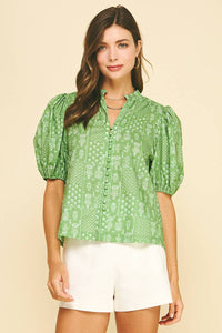 MADISON- FLORAL BUTTON DOWN BLOUSE TOP