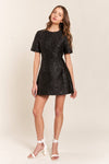 Black Short Sleeved Mini Dress