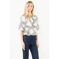 Tegan - Short Sleeve Pattern Flowy Top