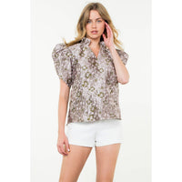 Phoebe - Ruched  Sleeve Textured Top