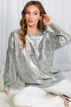 Jess - Crew Neck Cable Metallic Foil Knitted Sweater