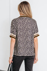 Jossalynn -  Khaki Leopard Half Zip Top