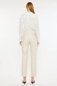 HIGH RISE SKINNY STRAIGHT CREAM PANTS